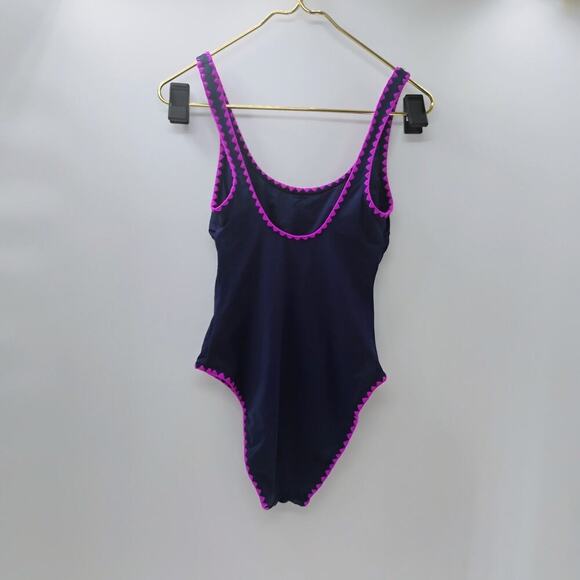 Lucky Brand L121618 Navy Spring Romantic Shell Stitch One-Piece Swimsuit Size M - Picture 11 of 11